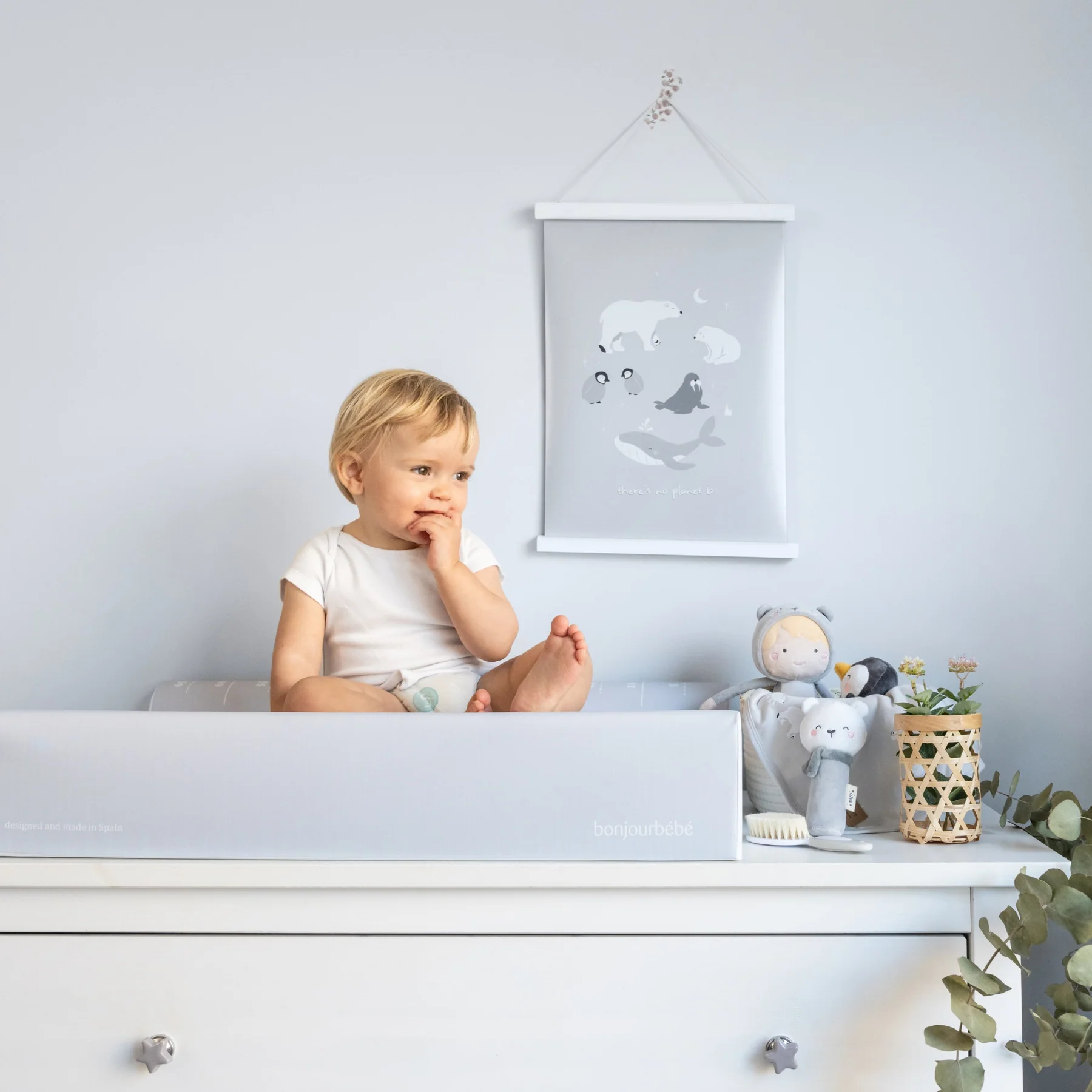 Saltea de infasat cu spate intarit si margini de protectie 50x70 cm, Gray Polaris [3]