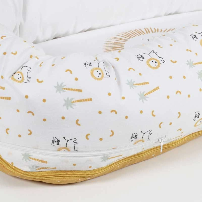 Suport de dormit Babynest 2in1 bara protectie patut Premium Bumbac, Nairobi Mustard 95x65x18 cm