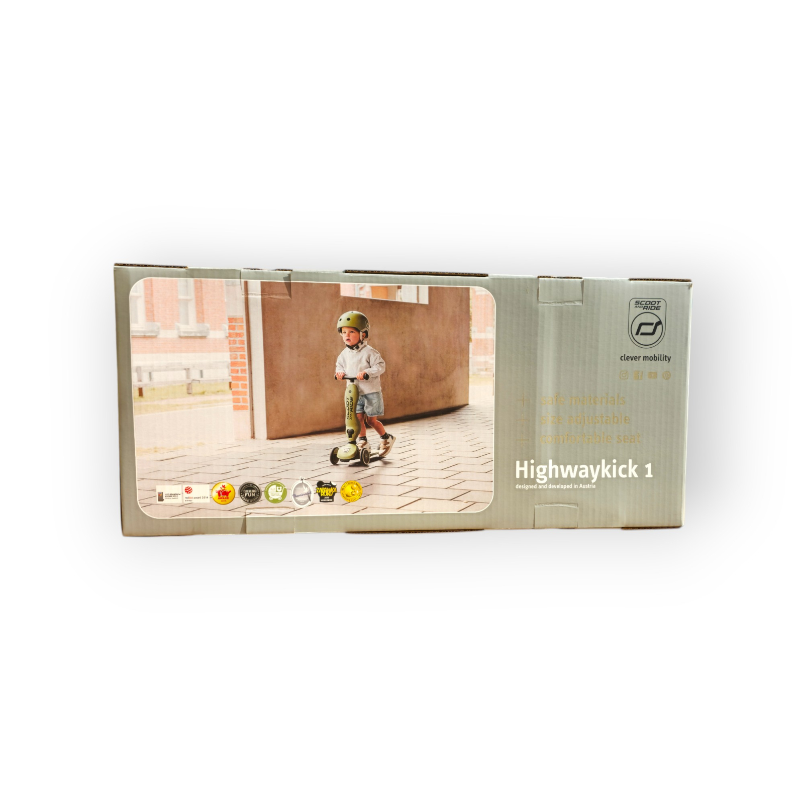 Trotineta copii 2in1 premium Scoot  Ride HighwayKick 1 Olive, cu sezut, sistem anti-rasturnare, reglabila 1,  5 ani (max. 50 kg) [8]