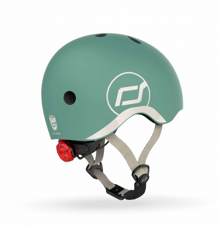 Casti protectie sport - Casca de protectie pentru copii, sistem de reglare magnetic cu led, XXS-S, 45-51 cm, 1 an+, Forest, Scoot & Ride