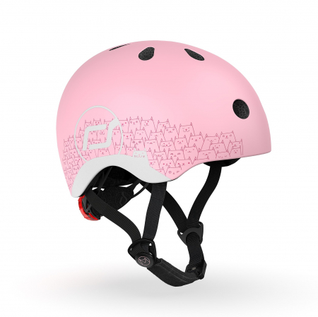Casti protectie sport - Casca de protectie pentru copii, sistem de reglare magnetic cu led, XXS-S, 45-51 cm, 1 an+, Rose Reflectorizant, Scoot & Ride