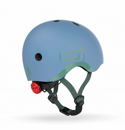 Casti protectie sport - Casca de protectie pentru copii, sistem de reglare magnetic cu led, XXS-S, 45-51 cm, 1 an+, Steel, Scoot & Ride