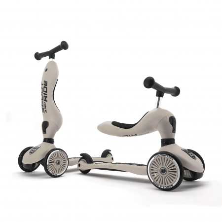 Trotinete - Trotineta copii cu sezut, transformabila 2in1, HighwayKick 1 Ash, 1-5 ani, pana la 50 kg, Scoot & Ride