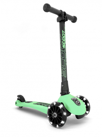 Trotinete - Trotineta copii pliabila, reglabila, roti luminoase, Highwaykick 3 Led Kiwi, 3-6 ani, pana la 50 kg, Scoot & Ride