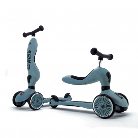 Trotinete - Trotineta copii cu sezut, transformabila 2in1, HighwayKick 1 Steel, 1-5 ani, pana la 50 kg, Scoot & Ride