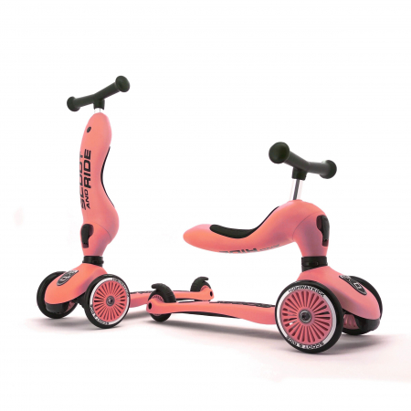 Trotinete - Trotineta copii cu sezut, transformabila 2in1, HighwayKick 1 Peach, 1-5 ani, pana la 50 kg, Scoot & Ride