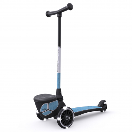 Jocuri si Jucarii exterior - Trotineta copii pliabila cu roti luminoase, suport jucarie, Highwaykick 2 Lifestyle Steel Reflectorizant, 2 ani +, pana la 50 kg, Scoot & Ride