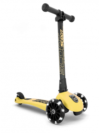 Trotinete - Trotineta copii pliabila, reglabila, roti luminoase, Highwaykick 3 Led Lemon, 3-6 ani, pana la 50 kg, Scoot & Ride