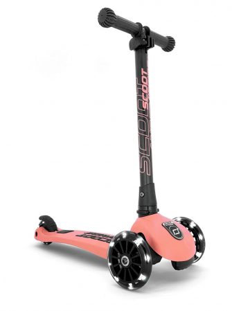 Trotinete - Trotineta copii pliabila, reglabila, roti luminoase, Highwaykick 3 Led Peach, 3-6 ani, pana la 50 kg, Scoot & Ride