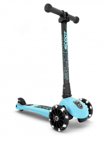 Jocuri si Jucarii exterior - Trotineta copii pliabila, reglabila, roti luminoase, Highwaykick 3 Led Blueberry, 3-6 ani, pana la 50 kg, Scoot & Ride