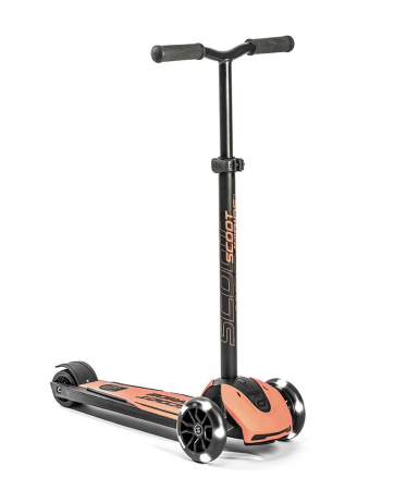 Trotinete - Trotineta copii pliabila, reglabila, roti luminoase, Highwaykick 5 Led Peach, 5 ani +, pana la 80 kg, Scoot & Ride