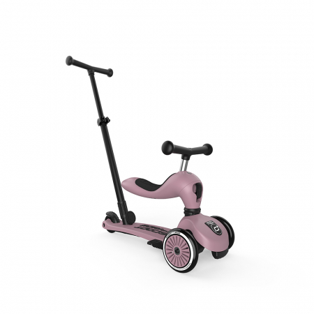 Trotinete - Trotineta copii cu sezut si maner, transformabila 3in1, Highwaykick 1 Push and Go Wildberry, 1-5 ani, pana la 50 kg, Scoot & Ride