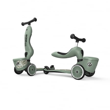 Trotinete - Trotineta copii cu sezut, suport jucarie, transformabila 2in1, HighwayKick 1 Lifestyle Greenlines, 1-5 ani, pana la 50 kg, Scoot & Ride