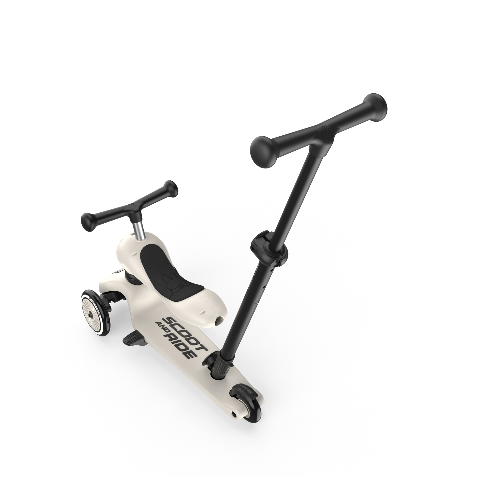 Trotinetă copii 3in1 premium Scoot & Ride HighwayKick 1 Push and Go Miffy, cu șezut și mâner pentru părinte, sistem anti-răsturnare, 1-5 ani (max. 50 kg) [1]