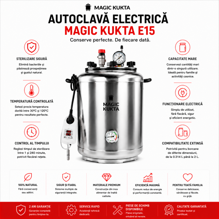 Magic Kukta E15 autoclavă electrică pentru conserve carne 15 litri [2]