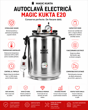Magic Kukta E20 autoclavă electrică pentru conserve carne 20 litri