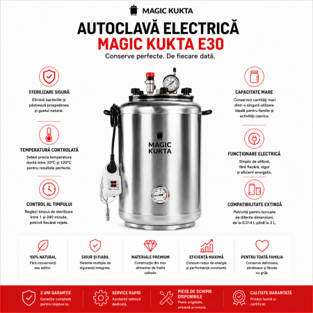 Magic Kukta E30 autoclavă electrică pentru conserve carne 30 litri