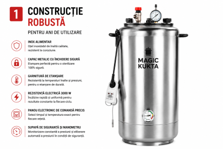Magic Kukta E50 autoclavă electrică pentru conserve carne 50 litri