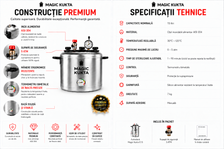 Magic Kukta G15 – Autoclavă pe flacara 15 L | Sistem profesional de sterilizare pentru conserve [7]