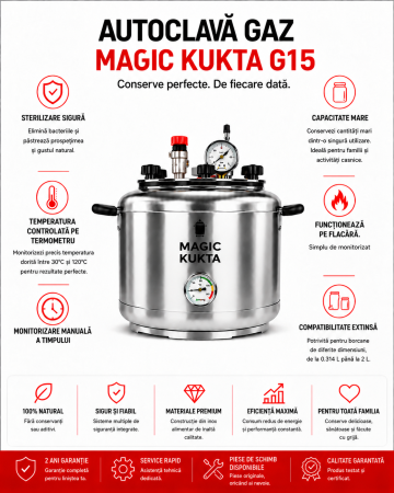 Magic Kukta G15 – Autoclavă pe flacara 15 L | Sistem profesional de sterilizare pentru conserve [1]