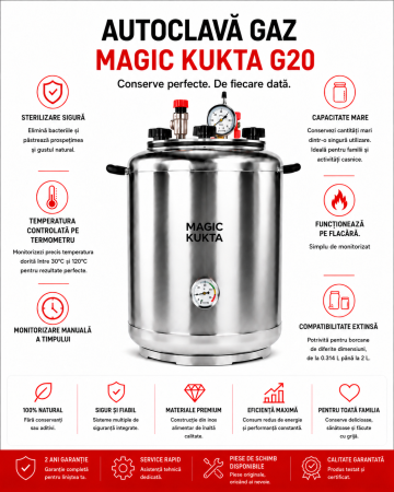 Magic Kukta G20 – Autoclavă pe flacără 20 L | Sistem profesional de sterilizare pentru conserve [1]