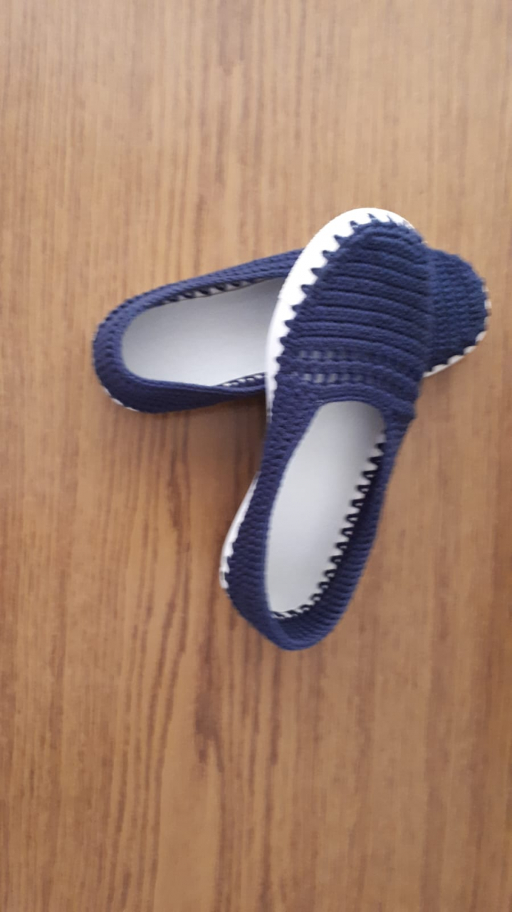 Espadrile Artizanale Croșetate MagiCraft, în Nuanțe de Bleumarin & Alb [2]