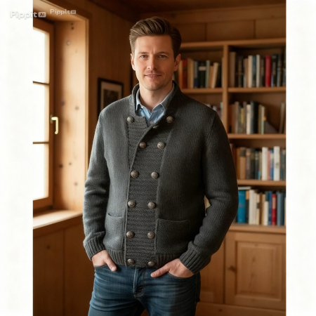 Imbracaminte barbati - Cardigan barbatesc tricotat