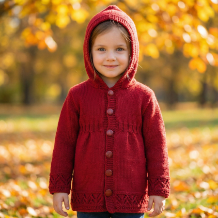 Imbracaminte copii - Cardigan cu gluga tricotat pentru copii