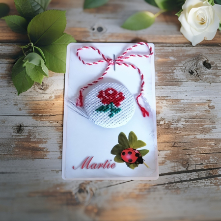 Brosa brodata manual,martisor 1-8 martie