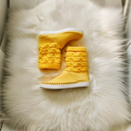 Pantofi High-Up Artizanale Croșetate - Pantofi High-Up Artizanali Croșetati MagiCraft, în Nuanța de Galben - MagiCraft