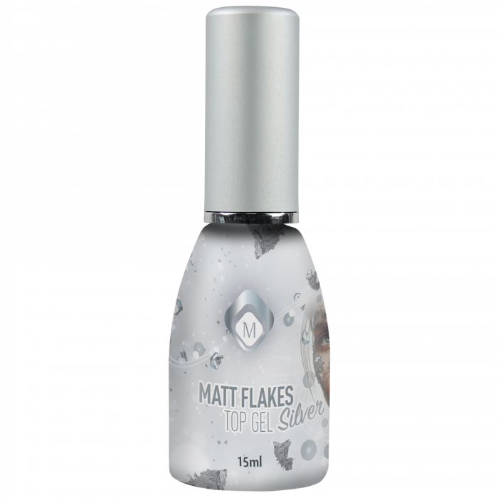 Matt Fényzselé Top Gel Matt Flakes Silver TPO FREE 15ml [1]