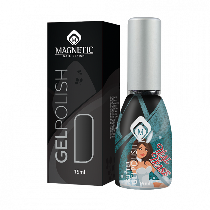 Félpermanens Körömlakk Gelpolish Teal Tease Glitter 15 ml [3]