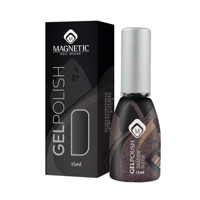 Oja semipermanenta maro cu sclipici Gelpolish Shadow Glitter 15 ml [2]
