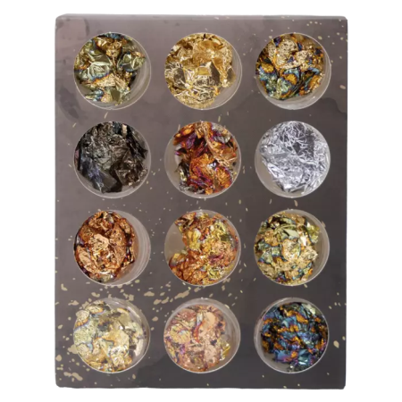 Kövek,Csillámporok - Folie GOLD FOIL BOX 12 PCS