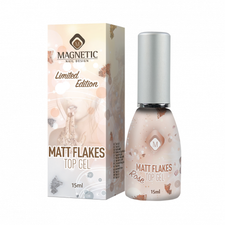 Matt Fényzselé Top Gel Matt Flakes Rose TPO FREE 15ml [2]
