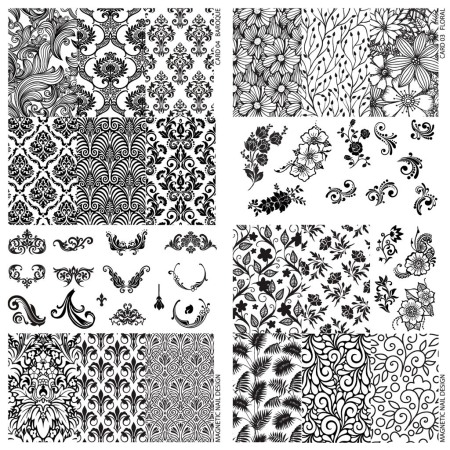 Körömnyomda lemez és matricák - Matriță Stampilă - Baroque Floral