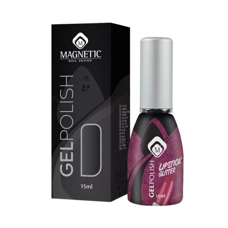 Oja semipermanenta roz cu sclipici Gelpolish Lipstick Glitter 15 ml [1]