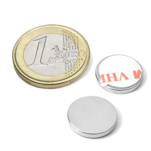 Magnet neodim disc 15mm x 2mm, cu adeziv [2]