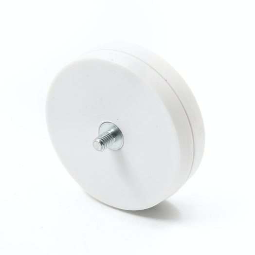 Magnet neodim oala cauciucat ALB D43mm cu filet exterior  [2]