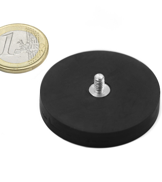 Magnet neodim oala cauciucat negru D43mm cu filet exterior [2]