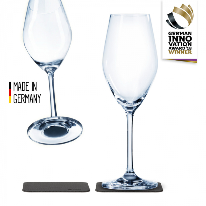 Pahar de cristal magnetic CHAMPAGNE + suport – set de 2 buc. [2]