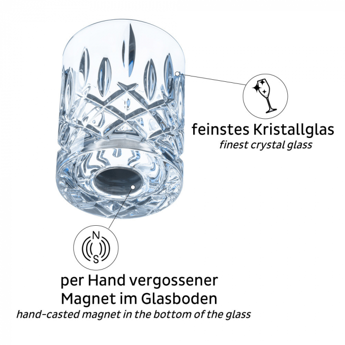 Pahar de cristal magnetic WHISKY + suport – set de 4 buc. [3]