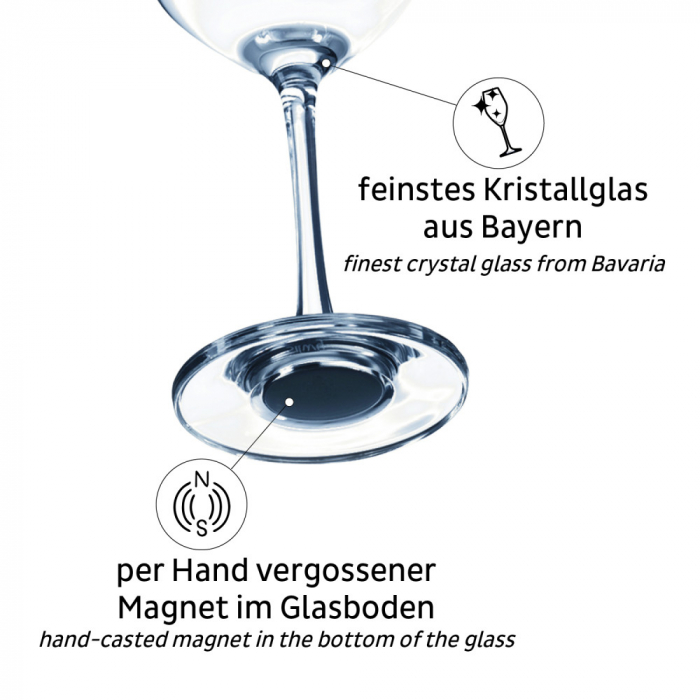 Pahar de cristal magnetic WINE BORDEAUX + suport – set de 2 buc. [3]