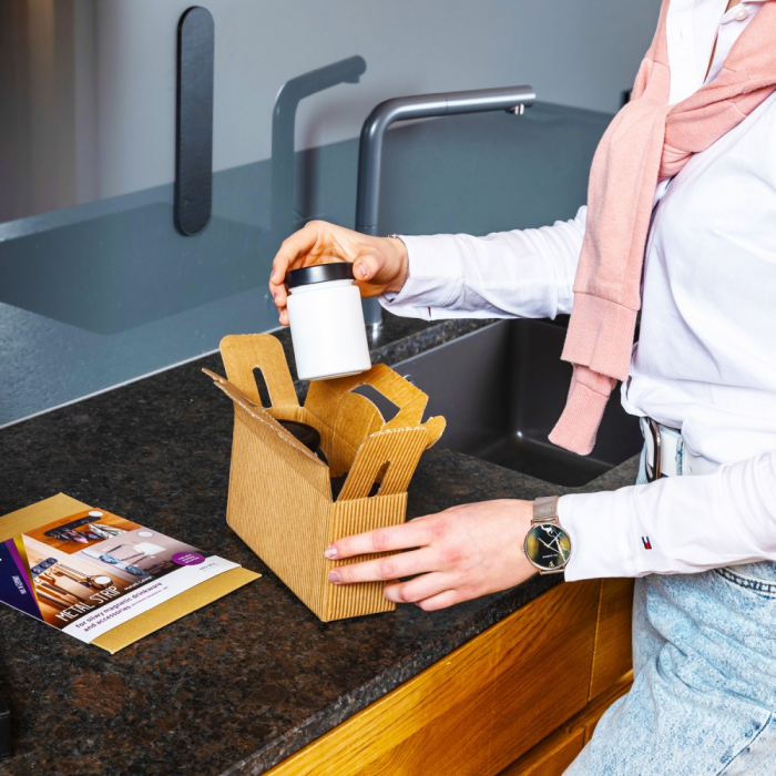 Recipient pentru delicatesuri ALB – set de 3 buc + suport metalic ALB [4]