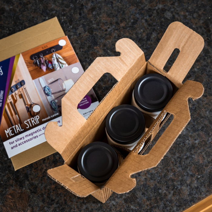 Recipient pentru delicatesuri ALB – set de 3 buc + suport metalic ALB [7]
