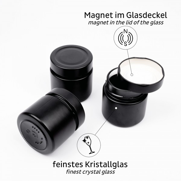 Recipient pentru delicatesuri NEGRU – set de 3 buc + suport metalic NEGRU [3]