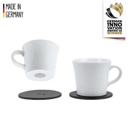 Pahare magnetice Silwy - Cana de portelan magnetica ESPRESSO + suport metalic - set de 2 bucati