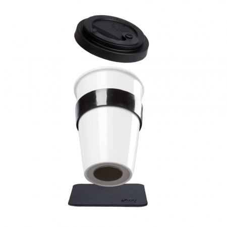 Pahare magnetice Silwy - Cana  de portelan magnetica TO GO + suport