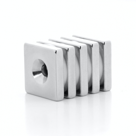 Magnet neodim bloc cu orificiu cu sanfren 20mm x 20mm x 4mm [4]