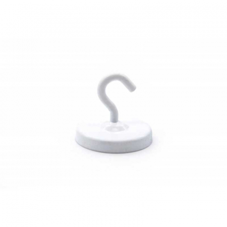 Magneti neodim - Magnet neodim oala alb cu carlig, diam. 23,5mm
